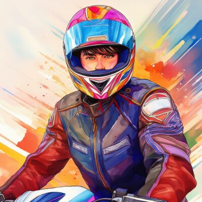 firefly-manga-style-illustration-vom-motorradfahrer-im-vollhelm-und-handschuhe-aquarell-handgezeichnet